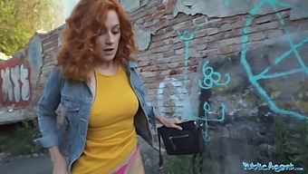 Redhead Waitress Gives Oral And Gets Doggy-Style Pounded In Outdoor Public Setting
